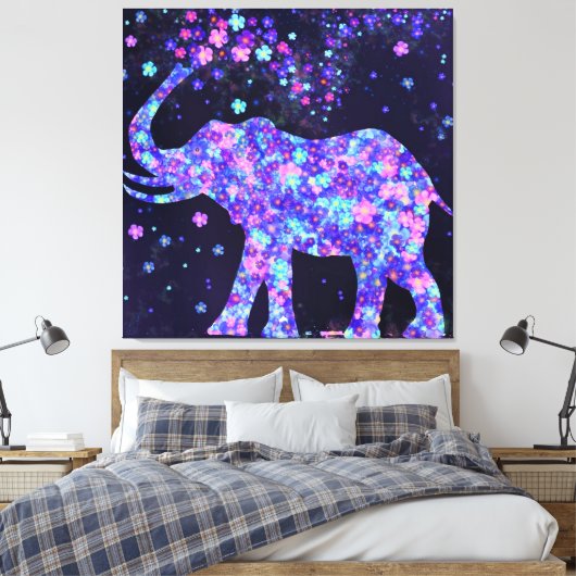 Elephant Blume Canvas Print Spring Joy Leinwanddruck (Insitu (Schlafzimmer))