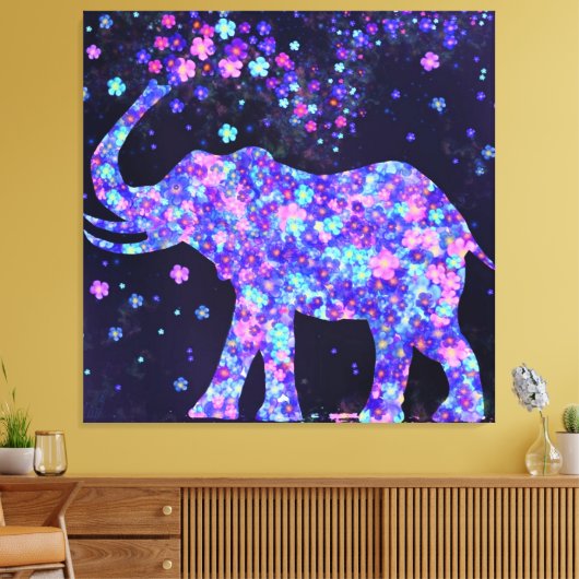 Elephant Blume Canvas Print Spring Joy Leinwanddruck (Insitu (Wohnzimmer))