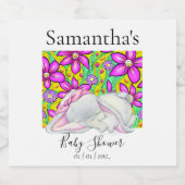 Elephant Blume Girl Baby Shower Weinetikett Schaumweinetikett (Einzelnes Label)