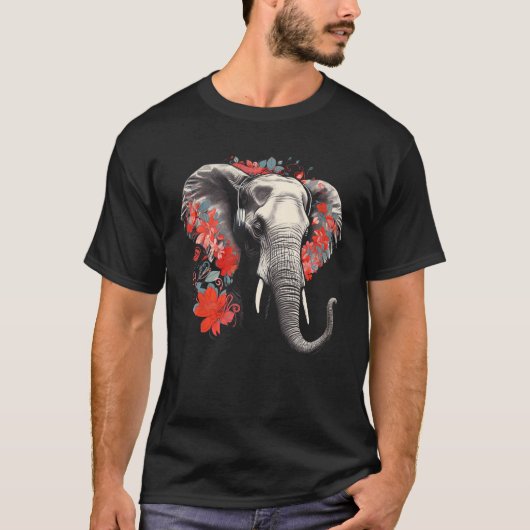 Elephant Blume Music Animal Elephant T-Shirt (Vorderseite)