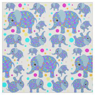 Elephant Blume polka Punkt farbenfrohe Kinderzimme Stoff