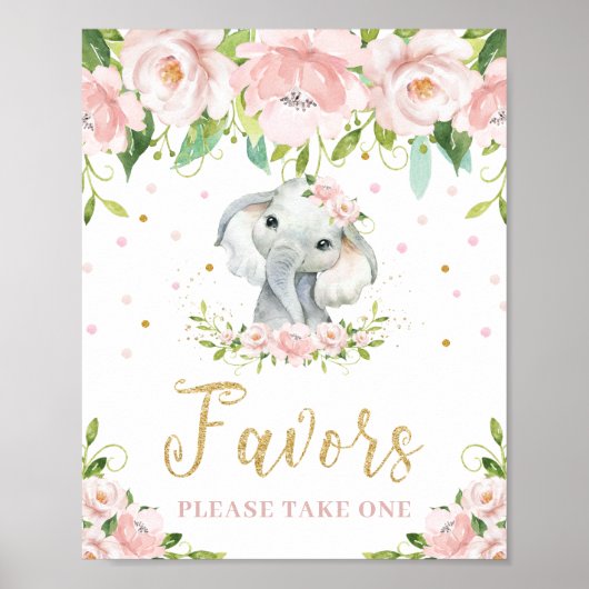 Elephant Blush Pink Blumenfavoriten ein Zeichen ne Poster (Vorne)