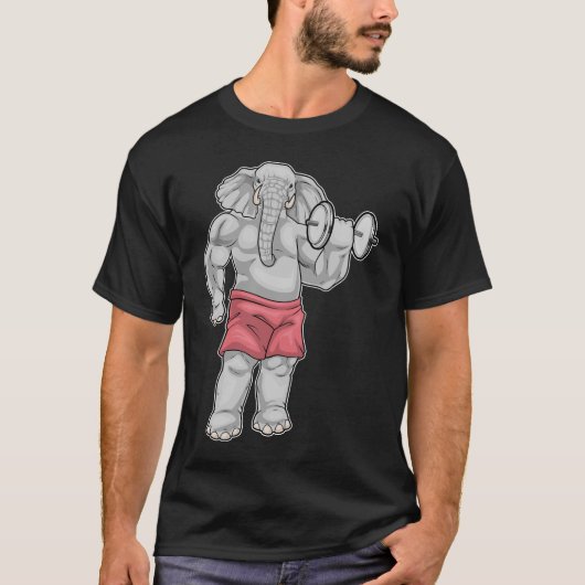 Elephant Bodybuilder Dumbell-Bodybuilding T-Shirt (Vorderseite)