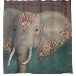 Elephant Boho Bohemisch Tribal Kashmir Kani Dusche Duschvorhang