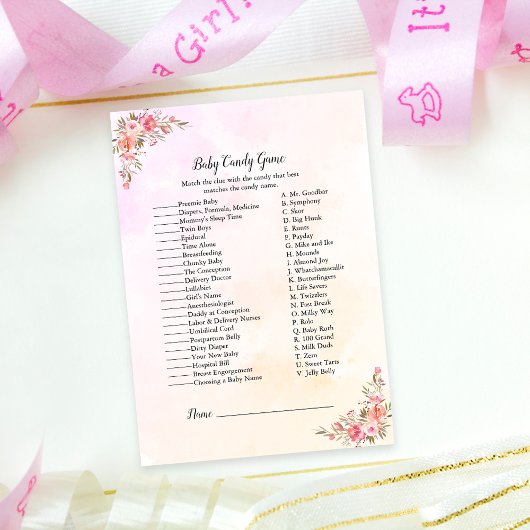 Elephant Boho Chic Baby Shower Candy Game Einladung