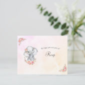 Elephant Boho Chic Coral Baby Shower UAWG RSVP Karte (Stehend Vorderseite)