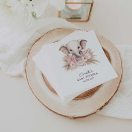 Elephant Boho Girl Baby Shower Serviette