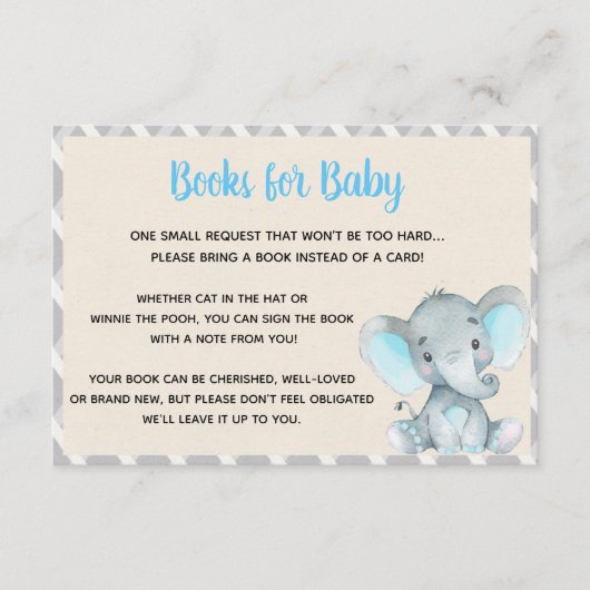 Elephant Books for Baby Card Boy Blue Begleitkarte (Vorderseite)