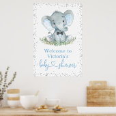 Elephant Bow Krawatte Glitzer Babydusche Begrüßung Poster (Küche)
