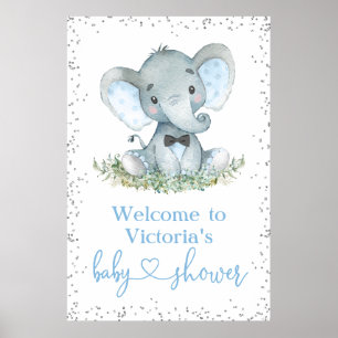 Elephant Bow Krawatte Glitzer Babydusche Begrüßung Poster