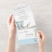 Elephant Boy Baby Shower All In One Einladung (Abreißen)