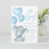 Elephant Boy Baby Shower Einladung Elephant Thema (Stehend Vorderseite)