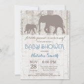 Elephant Boy Baby Shower Einladung Rustikal (Vorderseite)
