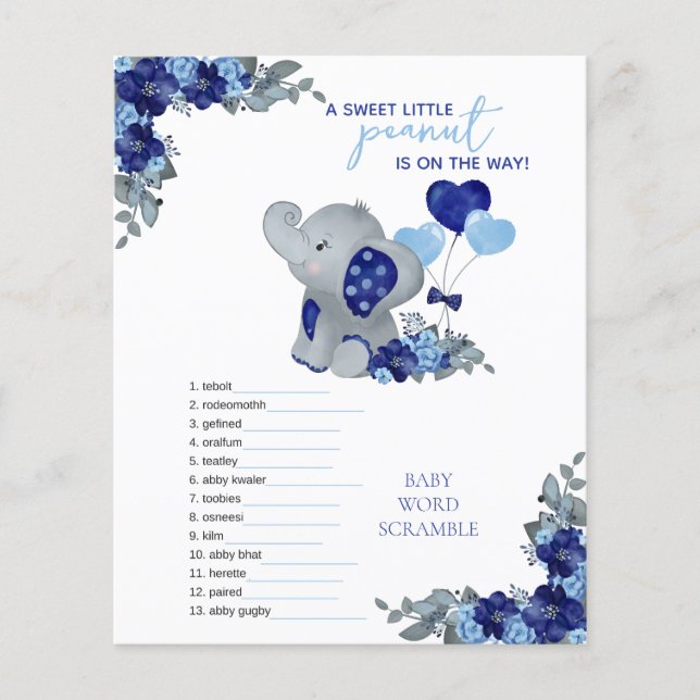 Elephant Boy Baby Shower Game (Vorderseite)