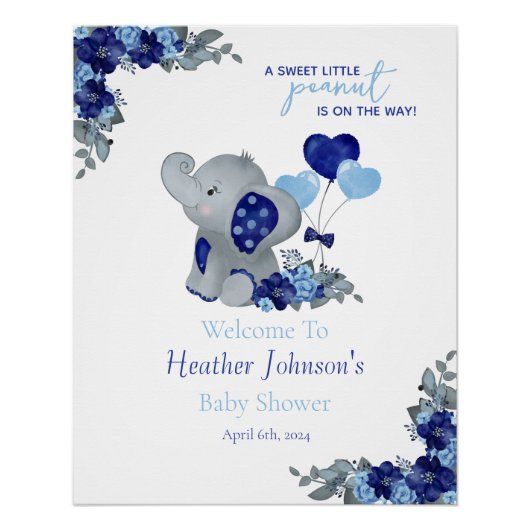 Elephant Boy Baby Shower Poster (Vorderseite)