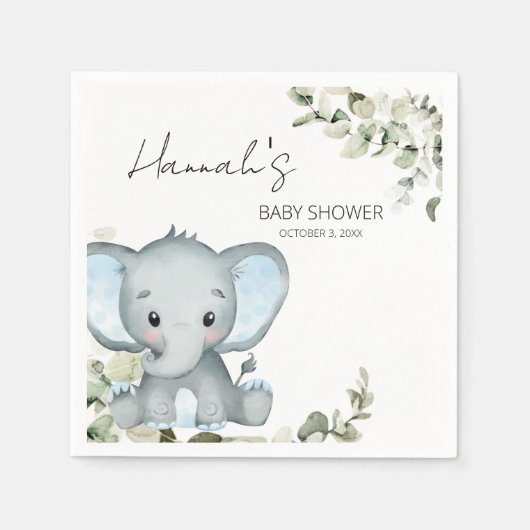 Elephant Boy Baby Shower Serviette (Vorderseite)