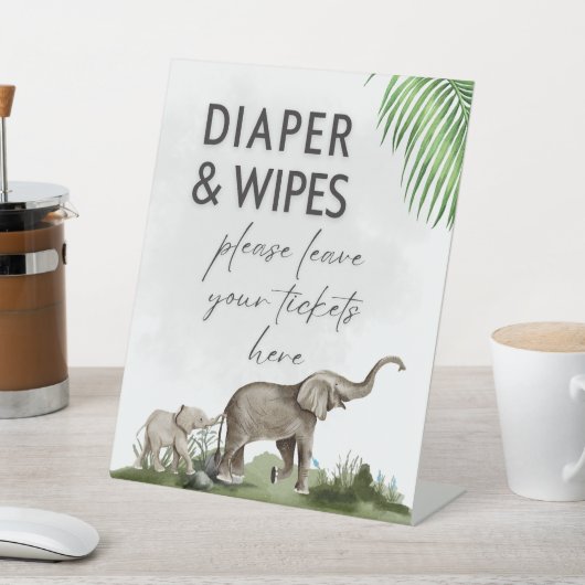 Elephant Boy Baby Shower Wild One Pedestal Schild (In SItu)