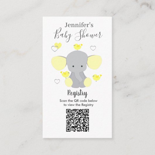 Elephant Boy Girl Baby Shooting Registry QR Code Begleitkarte (Vorderseite)