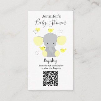 Elephant Boy Girl Baby Shooting Registry QR Code Begleitkarte