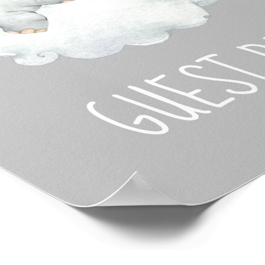 Elephant Boy | Graue Baby Shower Guest Book Sign Poster (Ecke)