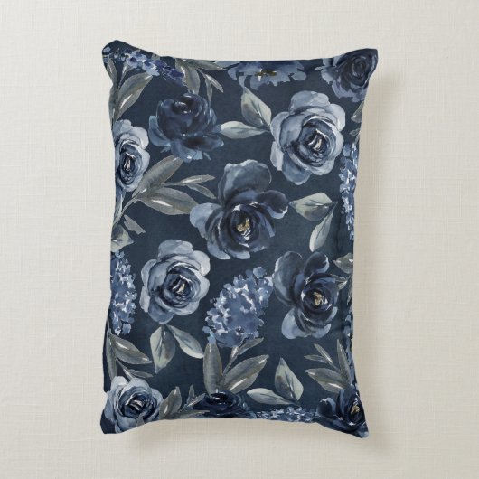 Elephant Boy Navy Rustic Floral Name Rose Dekokissen (Rückseite(Vertikal))