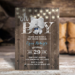 Elephant Boy Rustic Barn Wood Baby Dusche Einladung