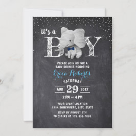 Elephant Boy Rustic Chalkboard Baby Dusche Einladung