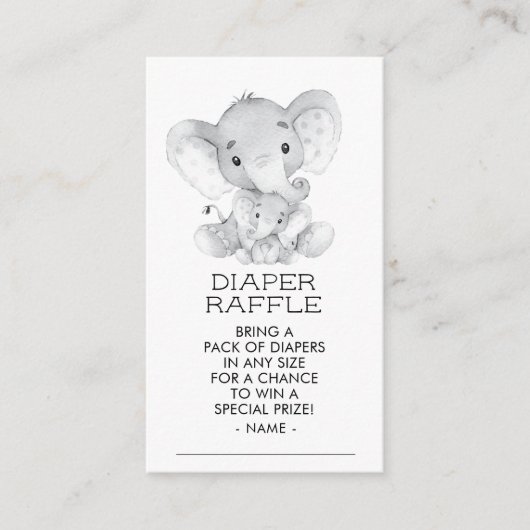 Elephant Boys Baby Showdiaper Raffle Ticket Begleitkarte (Vorderseite)