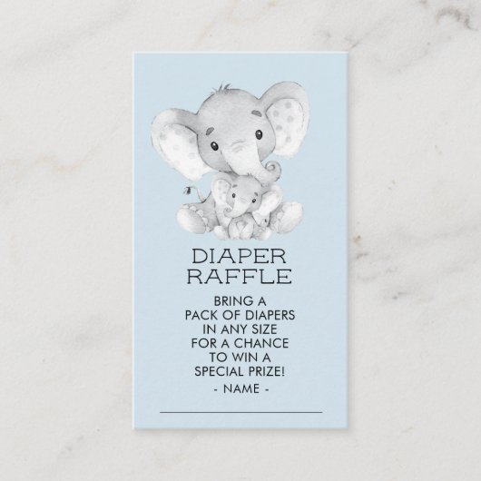 Elephant Boys Baby Showdiaper Raffle Ticket Begleitkarte (Vorderseite)
