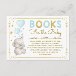 Elephant bringen eine Book Card Blue Gold Twinkle  Begleitkarte