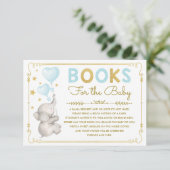 Elephant bringen eine Book Card Blue Gold Twinkle Begleitkarte (Stehend Vorderseite)
