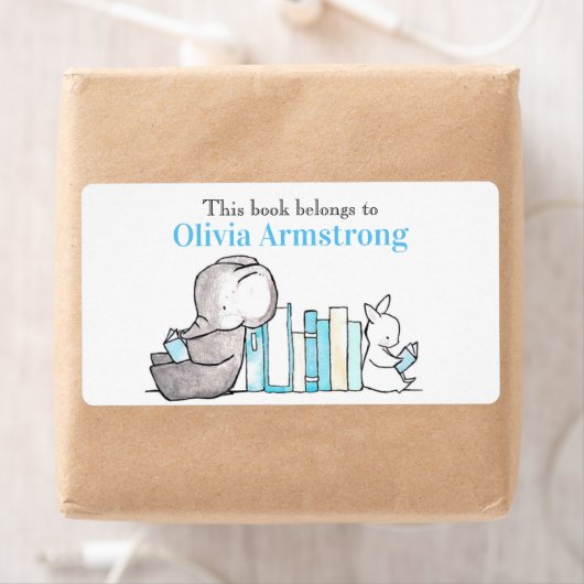Elephant & Bunny Personalisiertes Buchzeichen (Insitu)