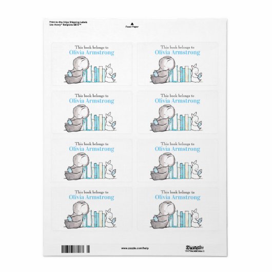 Elephant & Bunny Personalisiertes Buchzeichen (Vorne)