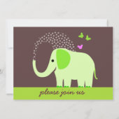Elephant & Butterflies Babydusche Einladung (Rückseite)