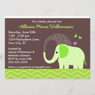 Elephant & Butterflies Babydusche Einladung