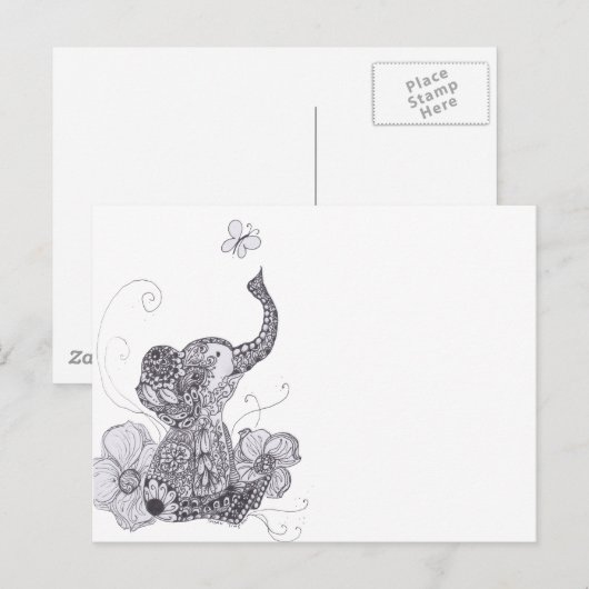 Elephant Butterfly Postkarte (Vorne/Hinten)