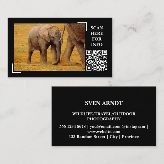 Elephant Calf Wildlife Fotografy Custom Visitenkarte (Vorne/Hinten)