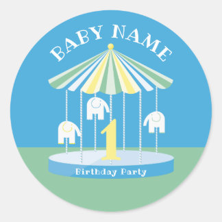 Elephant Carousel Colorful 1. Klassischer Round St Runder Aufkleber