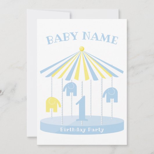 Elephant Carousel farbig erste Einladung (Vorderseite)