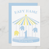 Elephant Carousel farbig erste Einladung (Vorne/Hinten)