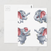 Elephant Cartoon Masoct Postkarte (Vorne/Hinten)
