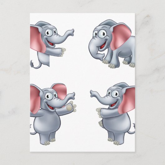 Elephant Cartoon Masoct Postkarte (Vorderseite)