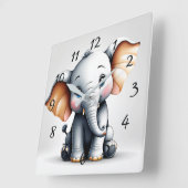 Elephant Cartoon Quadratische Wanduhr (Winkel)