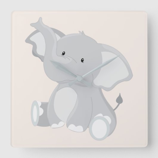 Elephant Charm Quadratische Wanduhr (Vorderseite)