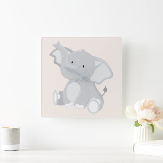 Elephant Charm Quadratische Wanduhr (Zuhause)