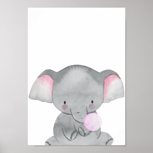 Elephant Chewing Gum Poster Candy Kids Room Print (Vorne)