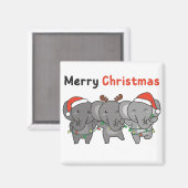 Elephant Christmas Animals Elephants Merry Magnet (Vorderseite/Rückseite)