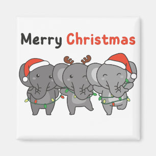 Elephant Christmas Animals Elephants Merry Magnet