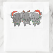Elephant Christmas Animals Niedlich Square S Rechteckiger Aufkleber (Tasche)