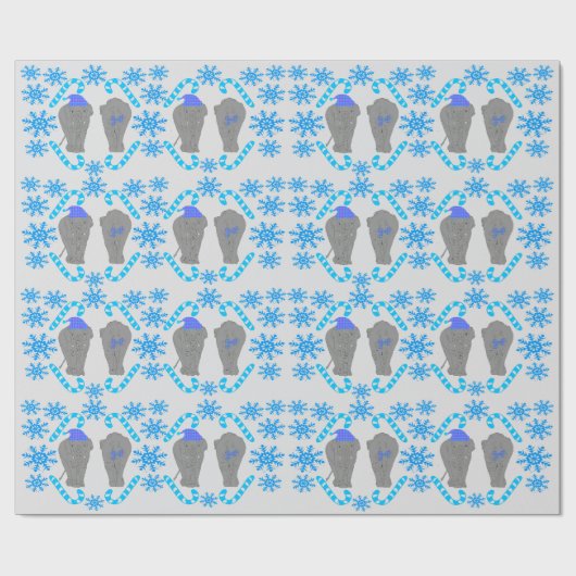 Elephant Christmas Blue Packpapier (Flach)
